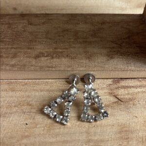 Sparkling Silver Crystal Drop Triangle Earrings